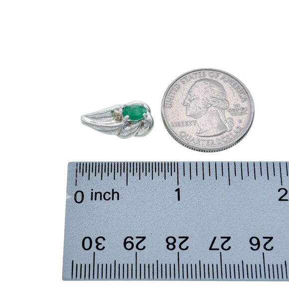 Vintage Sterling Silver 925 Green Emerald Swirl Abstract Pendant - Picture 4 of 5